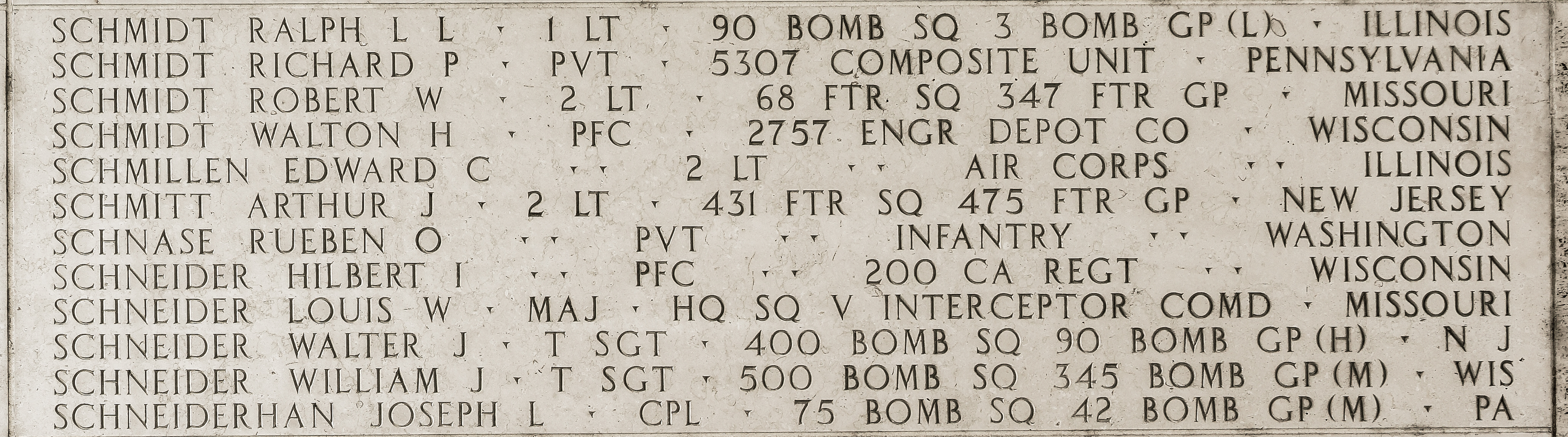 Arthur J. Schmitt, Second Lieutenant